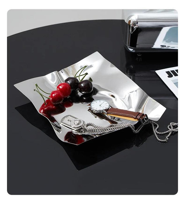 Chic Scandinavian Stainless Steel Tray - Ideal for Jewelry and Fruit Display