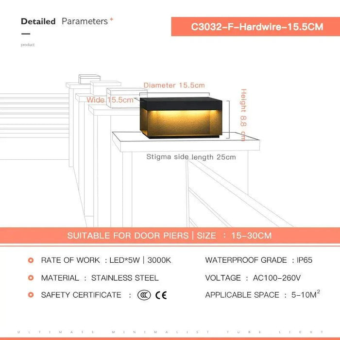 Elegant Waterproof LED Pillar Top Light for Outdoor Ambiance – Perfect for Streets, Fences, and Landscapes