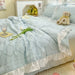 Korean Lace Premium Washed Cotton Summer Quilt Set – Four-Piece Elegance