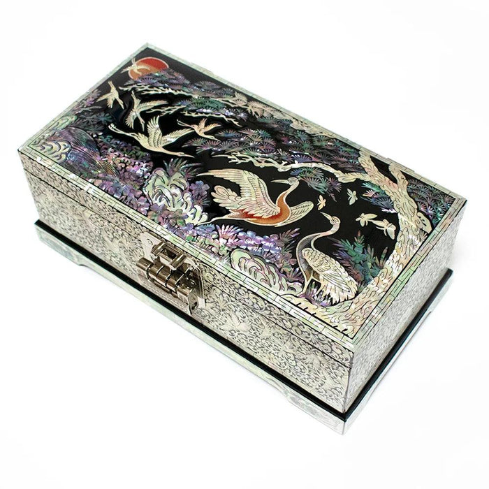 Elegant Handcrafted Mother of Pearl Jewelry Box with Mirror - Stylish Vanity Organizer for Women