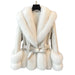 Luxurious V-neck Fox Fur and Sheepskin Winter Coat