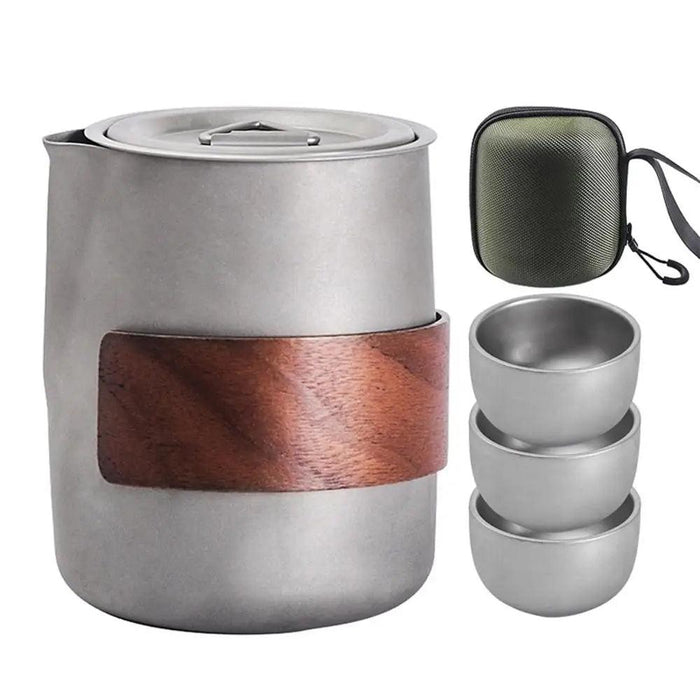 Lightweight Titanium Camping Tea and Coffee Set with Insulated Mugs for Outdoor Adventures