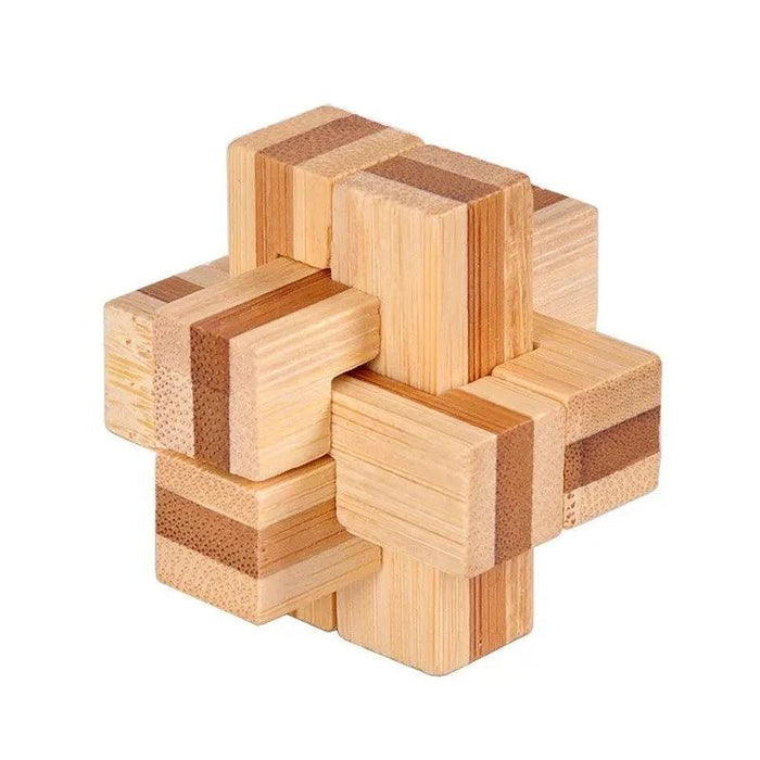 Bamboo Kong Ming Lock Puzzle - Creative 3D Logic Challenge for Kids