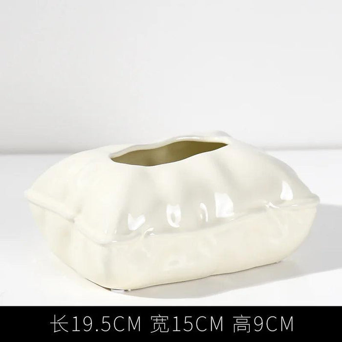 Chic Cream Ceramic Tissue Holder with Hidden Drawer