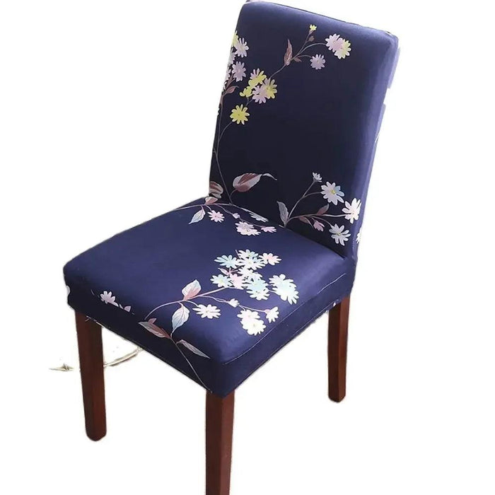 Chic Dark Blue Floral Slipcover for Nordic-Inspired Chairs