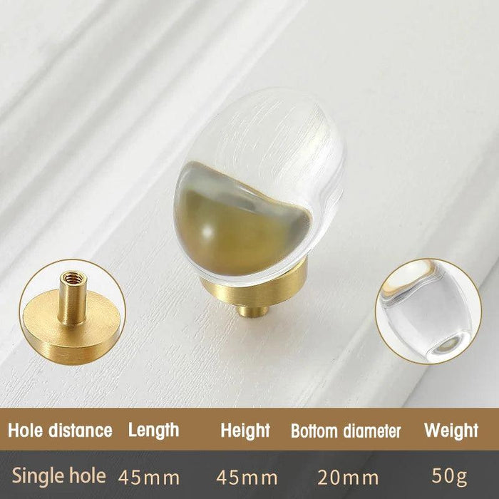 Chic Gold-Base Crystal Glass Knobs for Stylish Kitchen Cabinets and Furniture