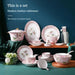 Elegant Pink Bone China Dining Ensemble: Complete 30-Piece Table Setting with Bowls, Plates, and Chopsticks