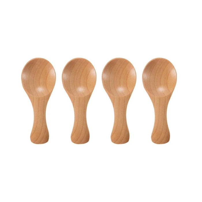 Set of 4 Natural Mini Wooden Spice Scoops - Eco-Friendly Kitchen Utensils