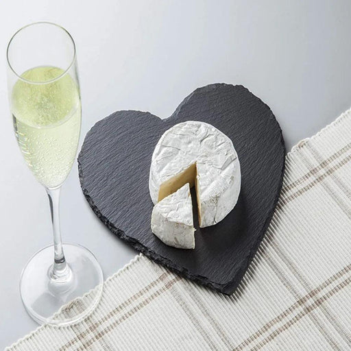 Charming Natural Slate Heart-Shaped Serving Tray Set for Culinary Delights