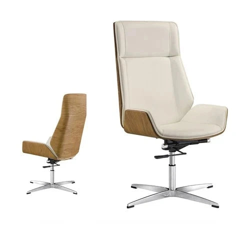 Sleek Nordic Leather Swivel Chair: Ergonomic Luxury for Modern Workspaces