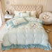 Elegant Seersucker Lace Ruffle Bedding Set