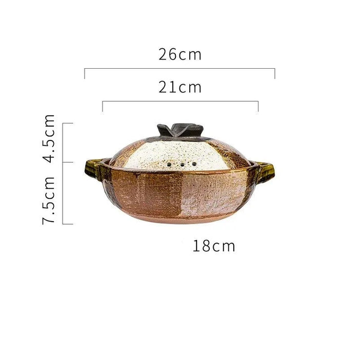 Elegant Tri-Section Japanese Clay Casserole: Perfect for High-Heat Culinary Creations