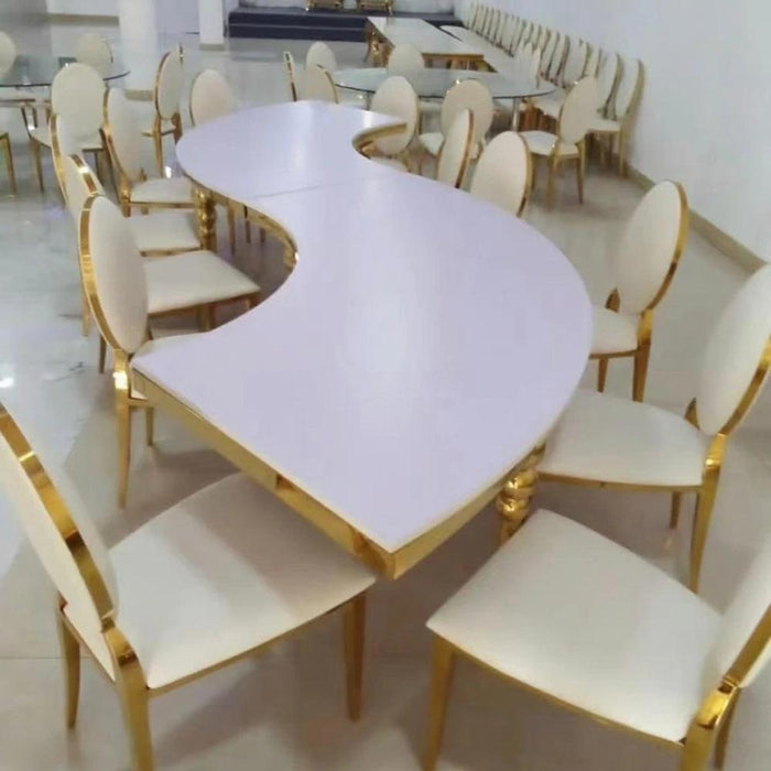 Elegant Stainless Steel Half Moon S-Shape MDF Event Table