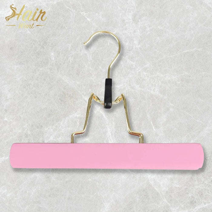 Double-Sided Wooden Hanger for Hair Extensions and Garments with Swivel Hook