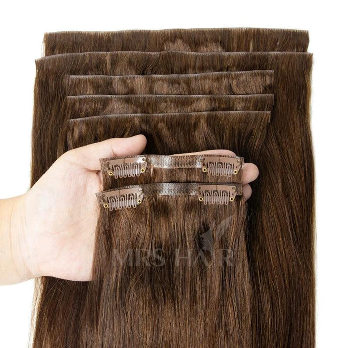 Invisible Seamless Clip-In Human Hair Extensions - 8 Piece Set, 100G/120G, 12-22 Inch Lengths