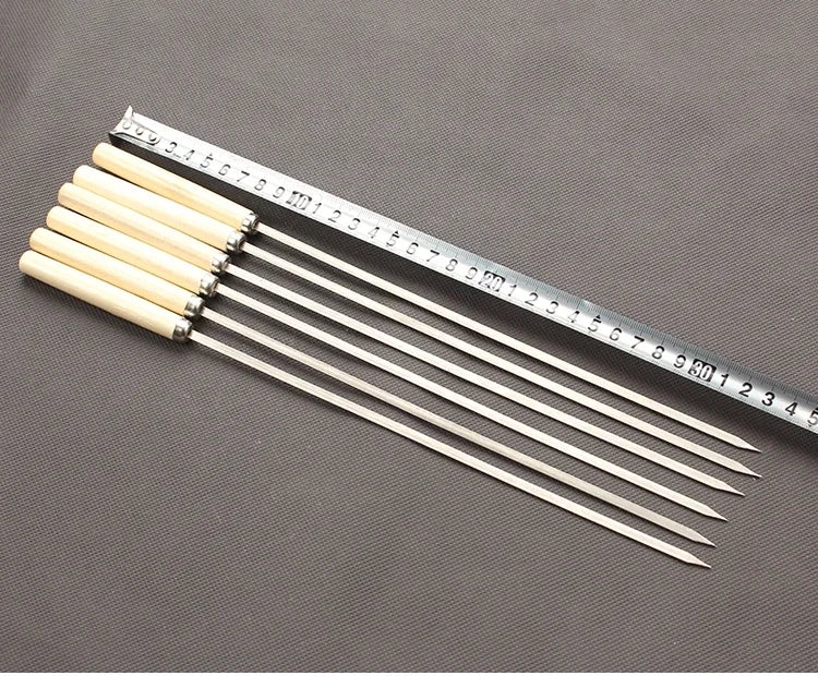 Ultimate Stainless Steel BBQ Skewer Set with Wooden Handles for Grilling Mastery