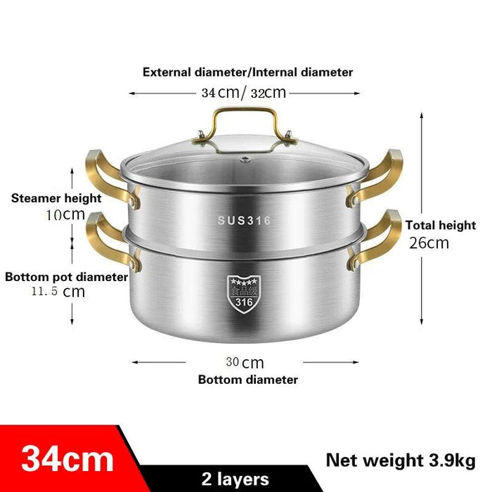 Premium Triple Layer 316 Stainless Steel Steamer: The Ultimate Kitchen Essential