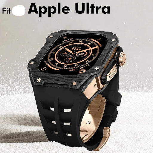 Carbon Fiber Case and Fluororubber Strap Set for Apple Watch Ultra Series - Upgrade Your Style!