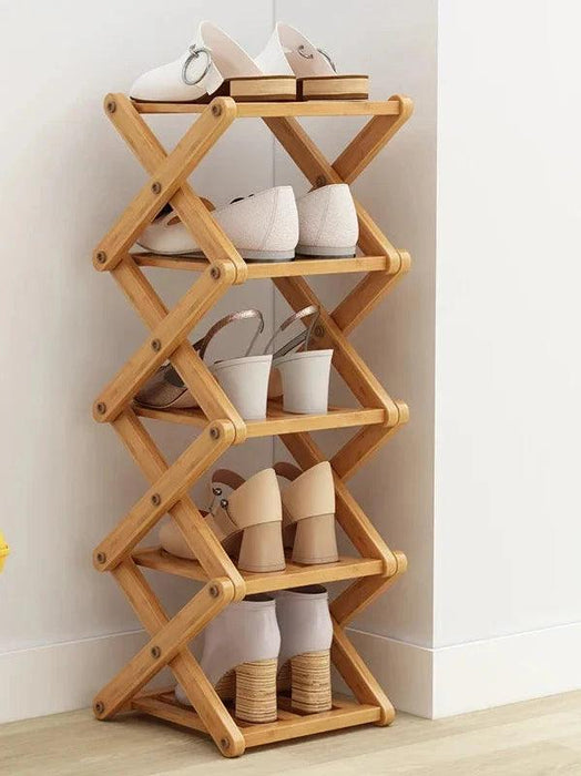 Stylish Multi-Tier Bamboo Footwear Organizer for Efficient Home Storage