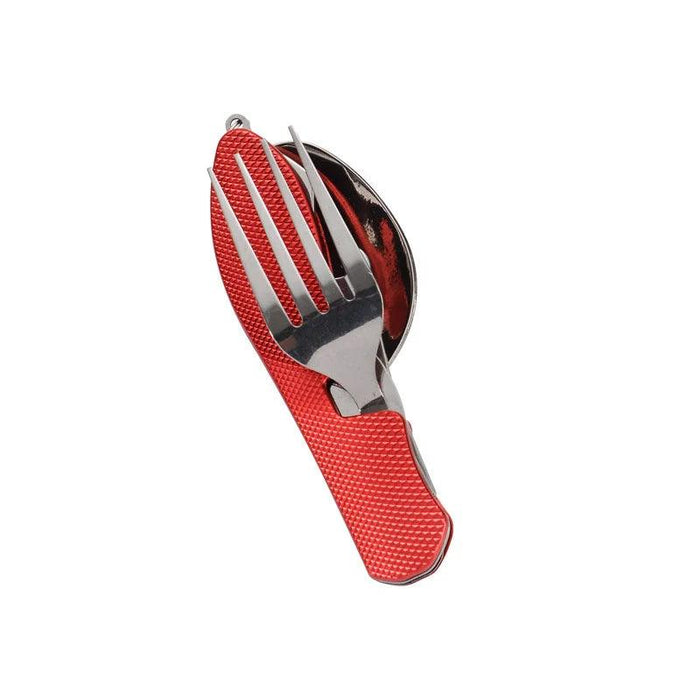 Multi-Functional Outdoor Dining Utensil Set: Fork, Spoon, Knife & Bottle Opener for Campers and Hikers