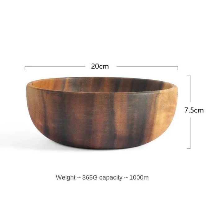 Kids' Safe Acacia Wood Bowl Set - Stylish Anti-Scald Soup and Salad Dishes