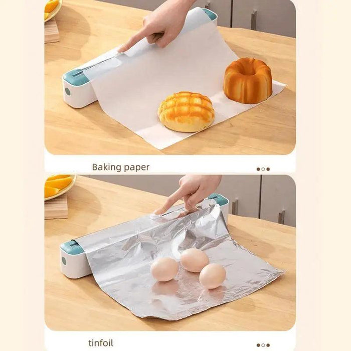 Multifunctional Kitchen Wrap Organizer and Cutter for Foil, Cling Film, and Parchment Paper