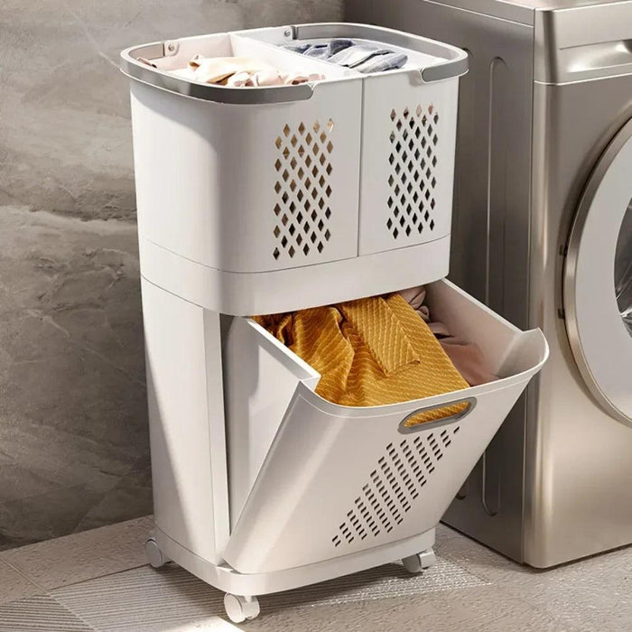 Smart Double-Layered Laundry Basket with Efficient Drainage System for Organized Storage