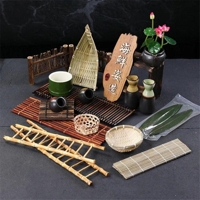 Artistic Bamboo Sushi Platter - Elegant Japanese Serving Tray