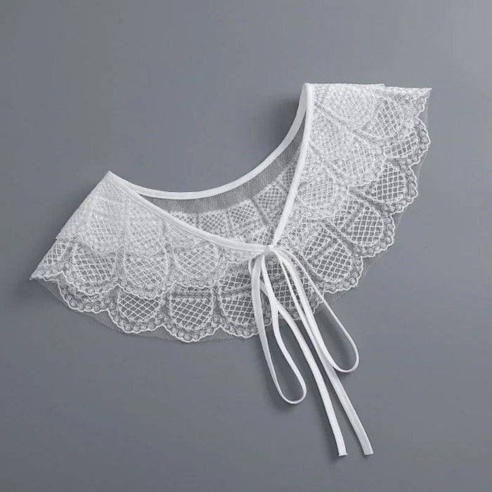 Embroidered Lace Detachable Collar for Women - Elegant White Shawl Accessory