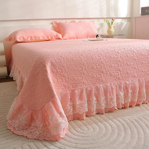 Laced Elegance Solid Color Bed Cover (No Pillowcase)