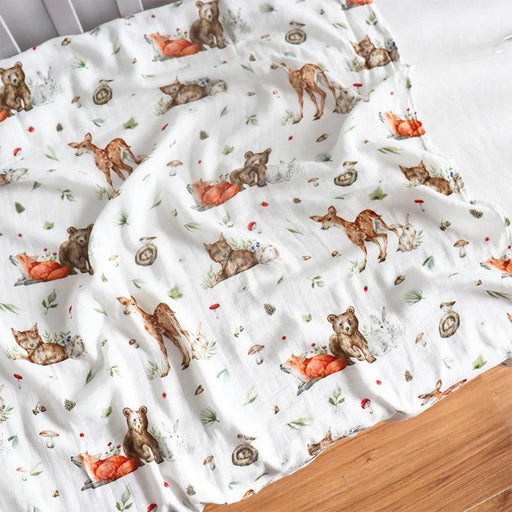 Bamboo Cotton Muslin Baby Swaddle Blanket - Adorable Animal Print for Cozy Comfort