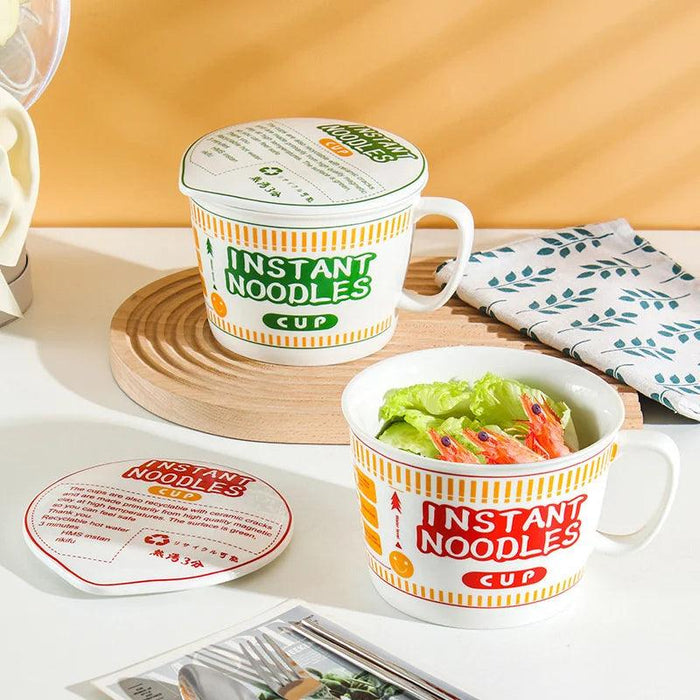 Chic Ceramic Bowls with Lids - Ideal for Noodles, Salads, and Trendy Bento Lunches