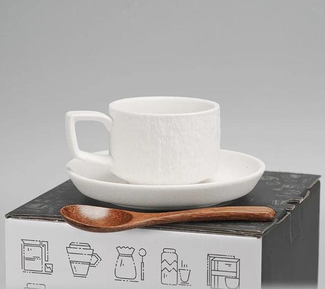 Japanese Rock Texture Porcelain Coffee Cup and Plate Collection - Enhance Your Drinking Experience