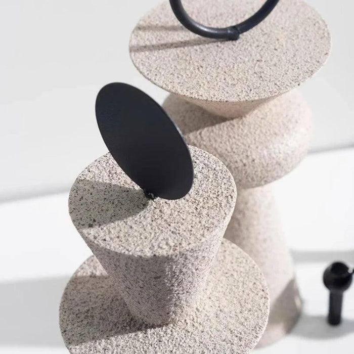 Geometric Elegance: Abstract Sandstone Art Sculpture