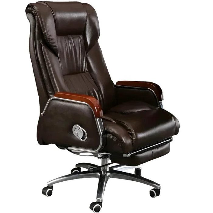 Luxurious Ergonomic Leather Executive Chair with Contemporary Aluminium Base