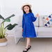 Girls' Long Sleeve Polka Dot Cotton Flare Dress - Stylish Blue Casual & Formal Wear for Kids