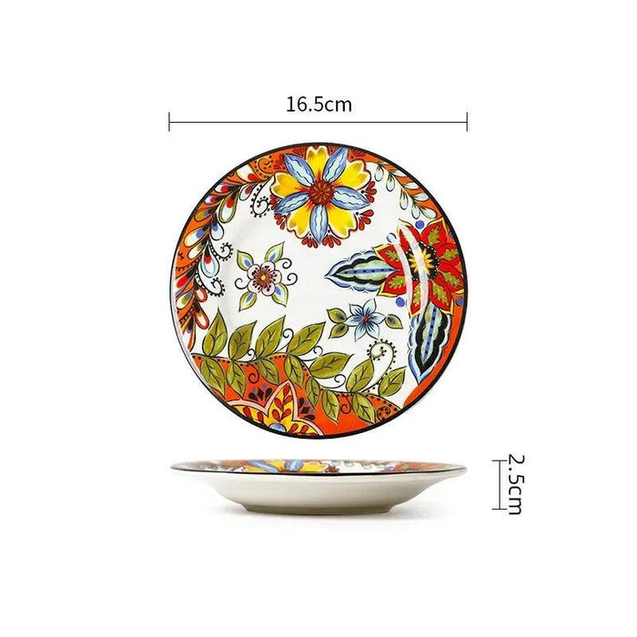 Hand-Painted 6.5-Inch European Ceramic Plates - Exquisite Salad and Fruit Dish for Home Dining