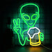 Galactic Brew Neon Sign - LED Alien Illuminated Art for Bars and Game Rooms