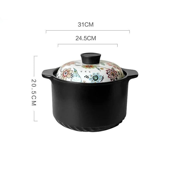 Artisan Japanese Ceramic Stew Pot with Artistic Design and Ample Capacity