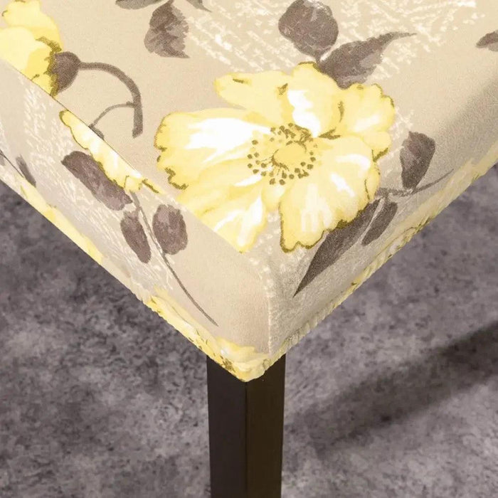 Nordic Floral Stretch Chair Slipcover in Yellow and Tan