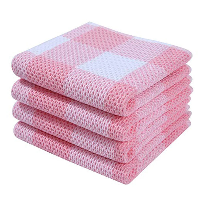 Elegant Cotton Waffle Weave Kitchen Towel and Scrubbing Pad Collection