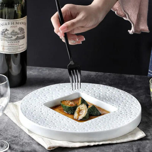 Elevate Your Culinary Presentation with Elegant Stone-Inspired Ceramic Plate Set