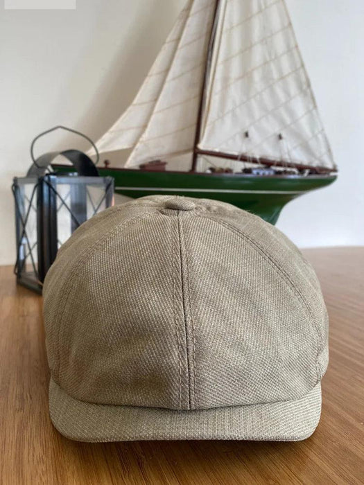 Vintage Linen 8-Panel Newsboy Cap for Men