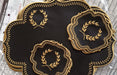 Elegant Embroidered Dining Ensemble: Luxe Faux Leather Set for Elevated Table Decor