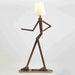 Creative Walnut Corner Floor Lamp with Human Figure Accent