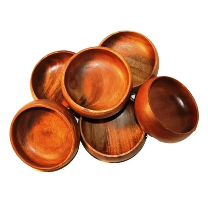 Set of 6 Stylish Acacia Wood Snack Bowls - Handcrafted in Turkey, Quick Shipping