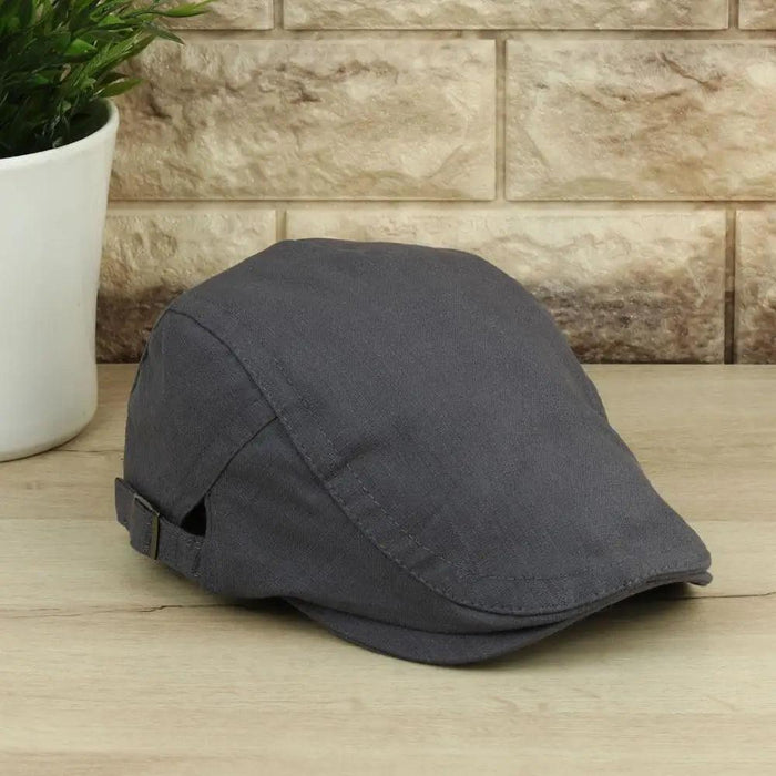 Men's Premium Linen Summer Flat Cap - Adjustable Breathable Cabbie Hat with Cotton Comfort