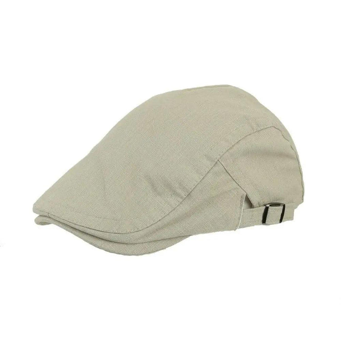 Men's Premium Linen Summer Flat Cap - Adjustable Breathable Cabbie Hat with Cotton Comfort