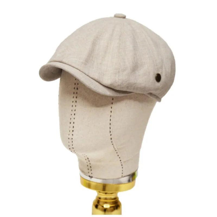 Ivory Linen 8-Panel Vintage Newsboy Cap for Men - Ideal Father's Day Gift