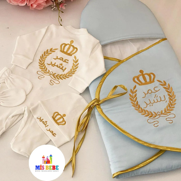 Custom Embroidered Baby Royalty 4-Piece Hospital Outfit Set - Personalized Cotton Collection